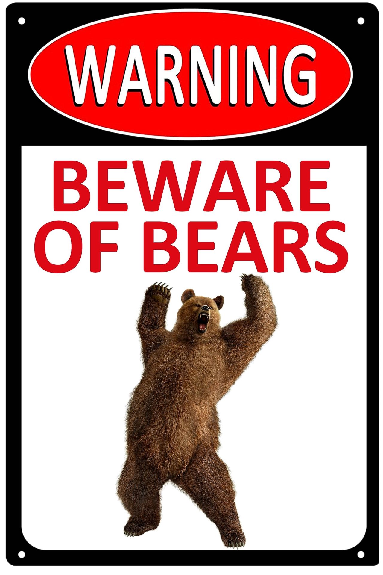 Warning Beware of Bear Sign Funny bears Aluminium Sign Retro Wall Art  Decoration Novelty Metal Sign 8x12 inch : Amazon.ca: Home