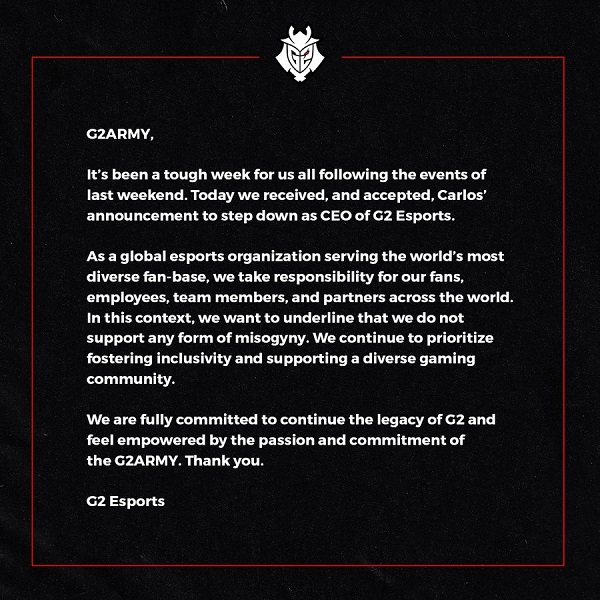 【CS:GO】G2官宣Carlos卸任俱樂部CEO一職-第1張