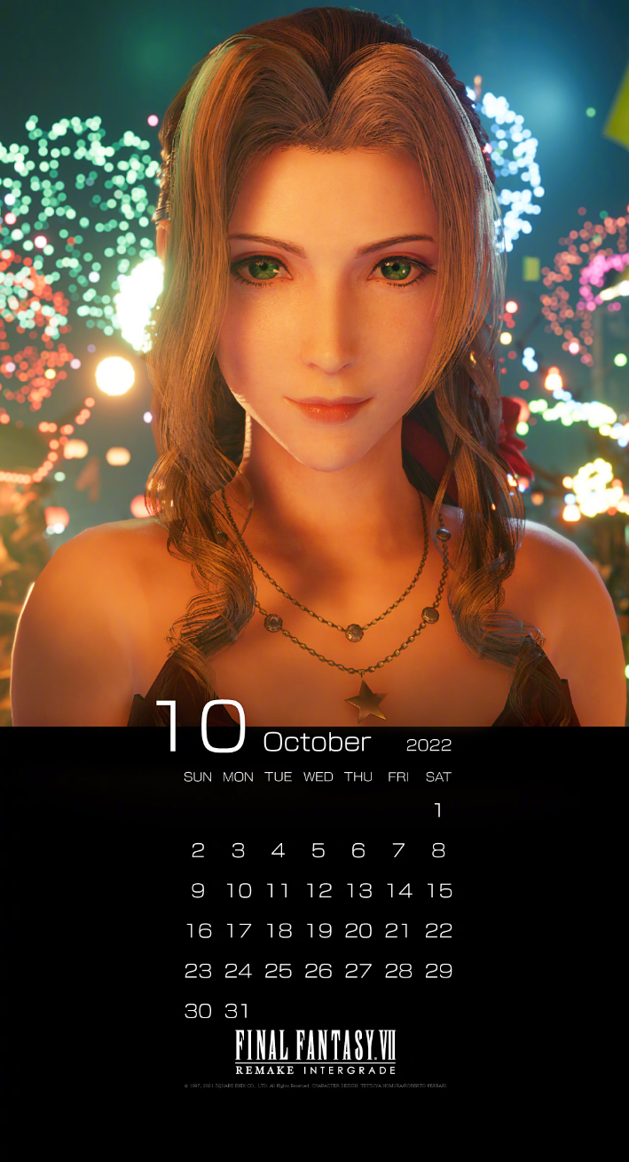 【PC游戏】三"美"齐聚！《最终幻想7:重制版》发布10月月历壁纸-第4张