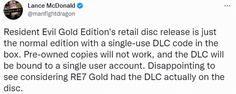 《生化危机8：黄金版》实体光盘并不包含DLC内容-第1张
