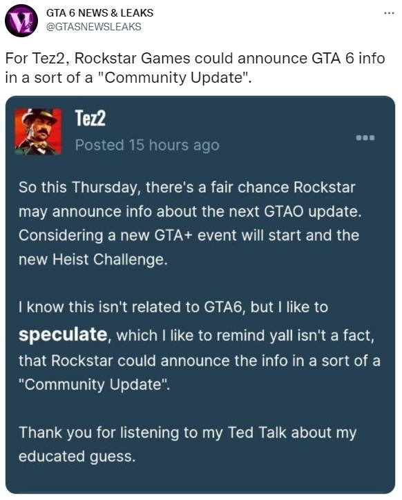 【PC遊戲】舅舅黨推測《GTA6》或將因“社區更新”而正式公佈-第1張