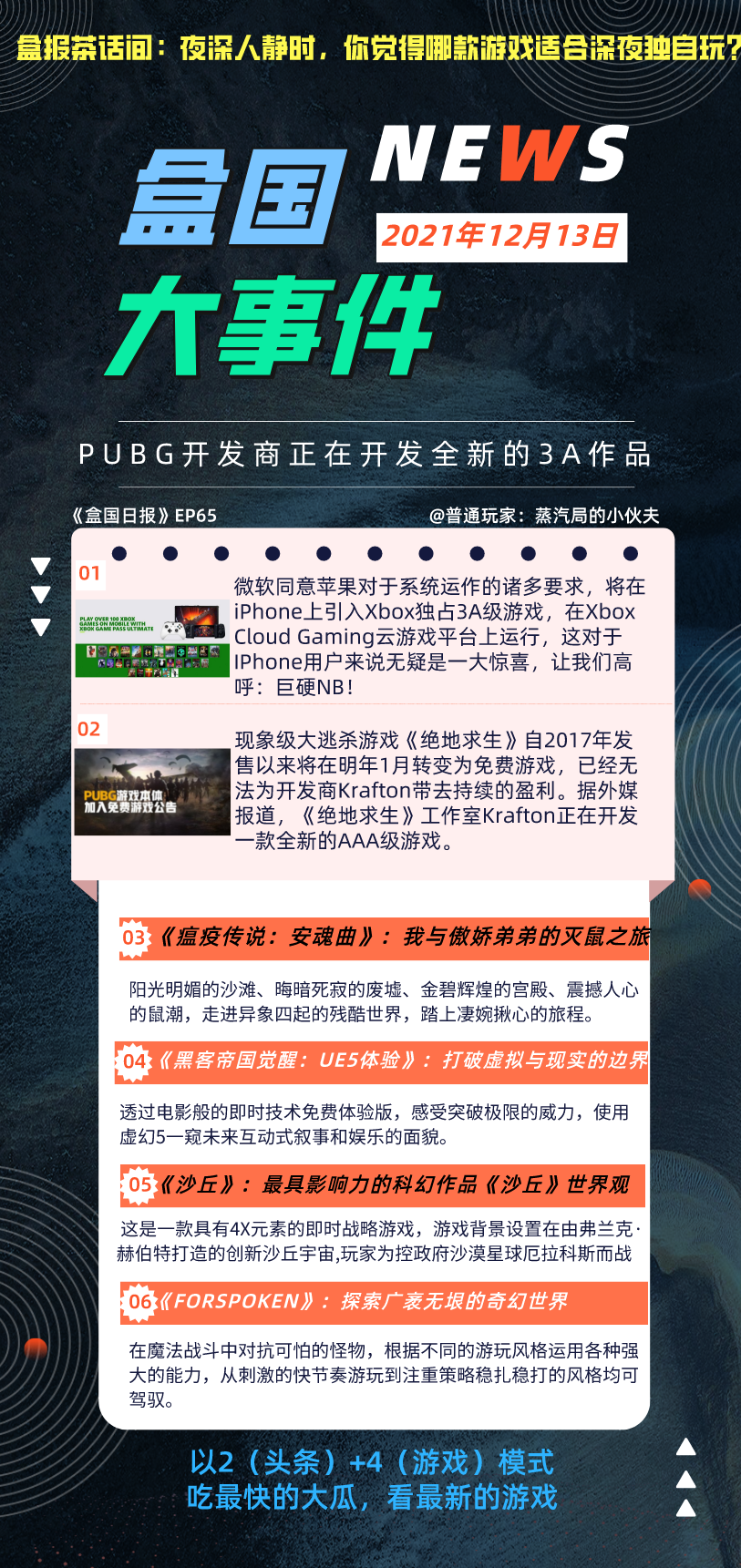 【游戏综合】盒国日报|苹果竟能玩Xbox独占游戏；PUBG开发商正在开发新3A作品-第1张