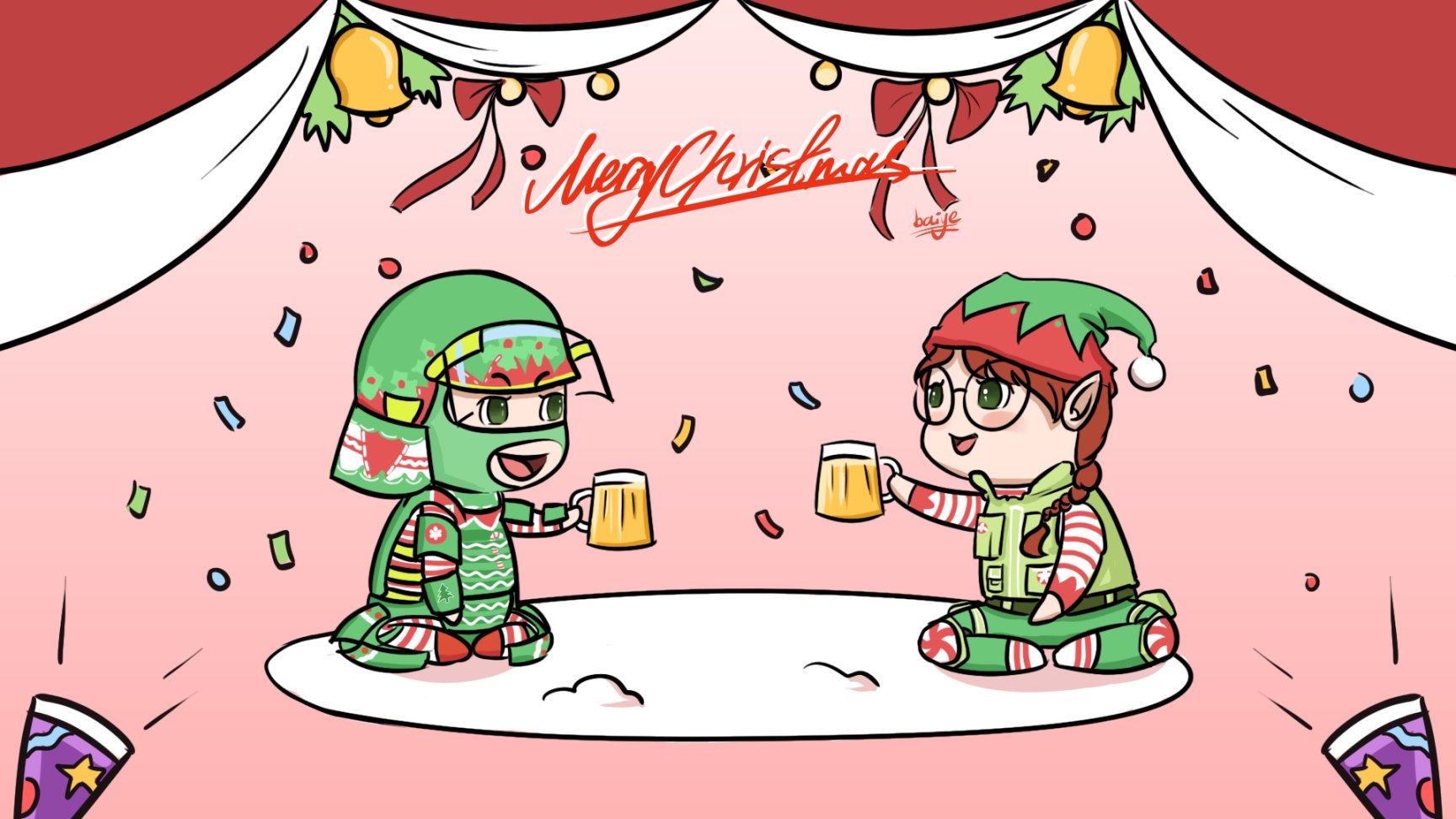 【彩虹六号baiye】大家圣诞节快乐~！今晚画一个Ash和大盾~-第4张