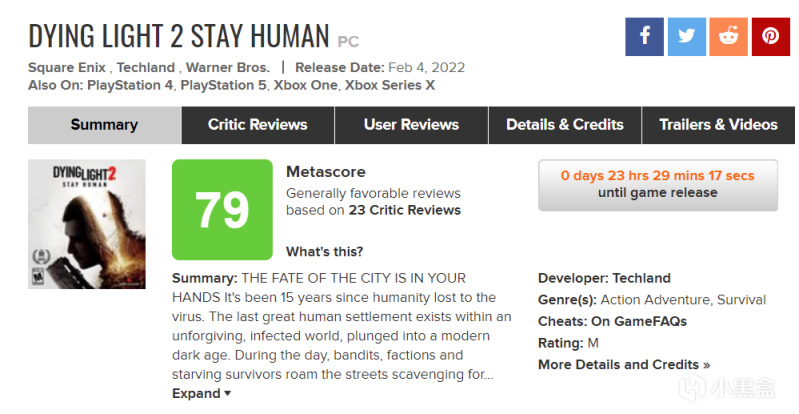 《消逝的光芒2》媒體評分解禁：M站均分:77分 其中GS 6分、IGN 7分-第1張