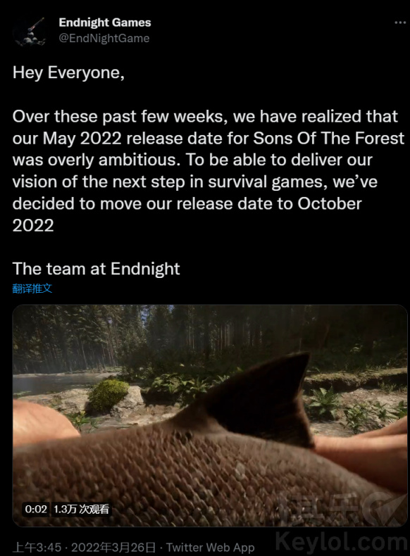 《森林之子》跳票至2022年10月-第0张