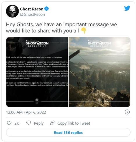 【PC游戏】育碧宣布《幽灵行动：断点》停止更新-第0张