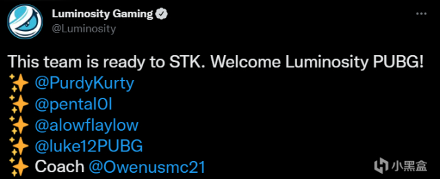 【绝地求生】北美豪门Luminosity Gaming重回赛场签下STK-第1张