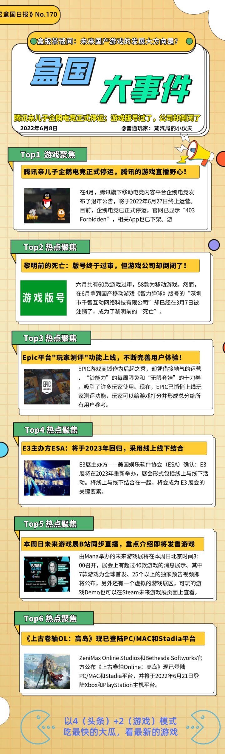 【PC遊戲】盒國日報|騰訊親兒子企鵝電競正式停運；遊戲版號過了，公司卻倒閉了