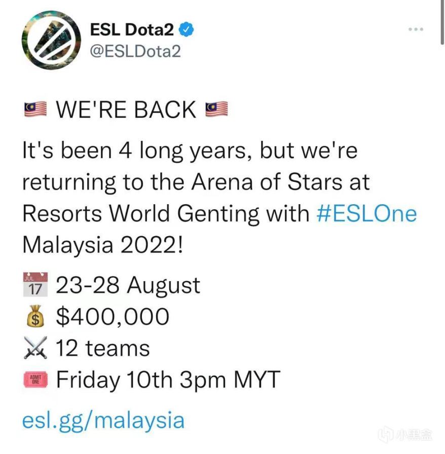 【刀塔2】再聚雲頂，ESL 宣佈2022馬來西亞雲頂8月開戰-第0張