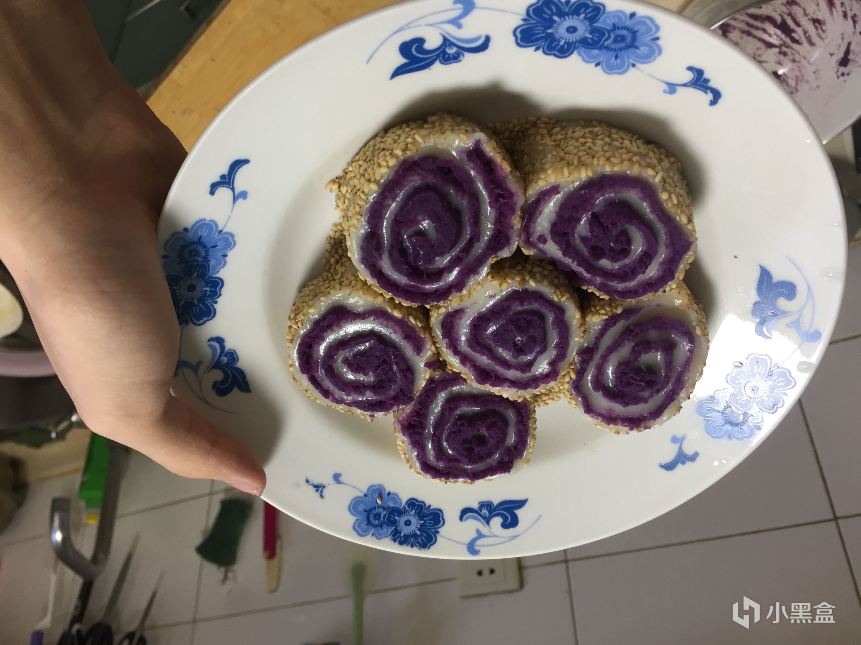 【小饭盒】憨憨甜品之：糯米紫薯卷-第9张