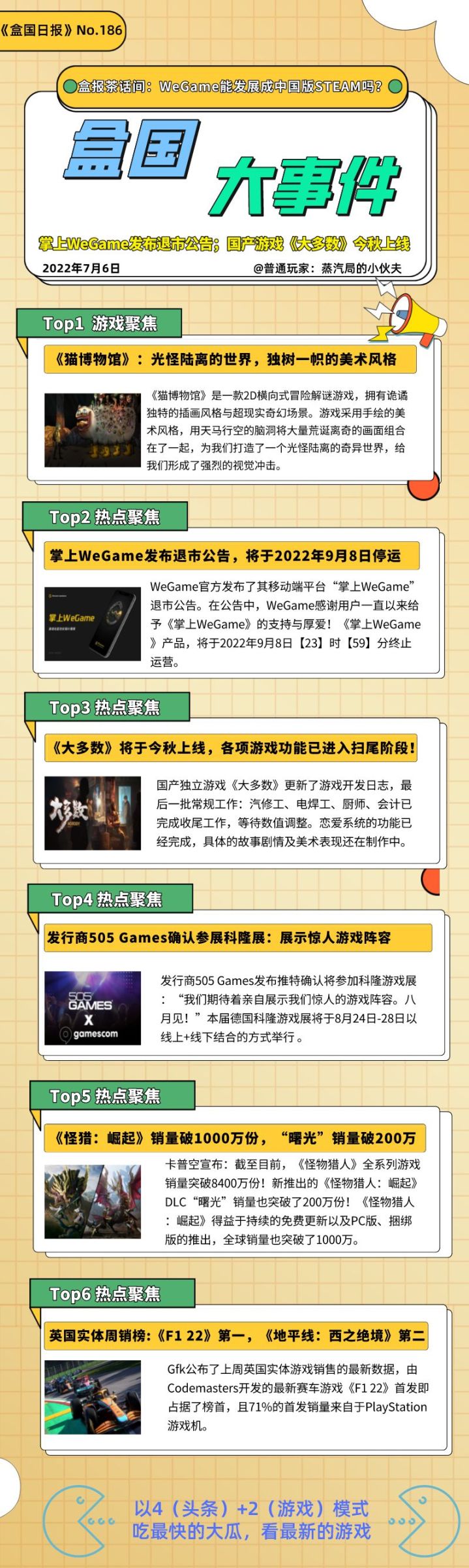 【PC遊戲】盒國日報|掌上WeGame發佈退市公告；國產遊戲《大多數》今秋上線EA測試-第0張