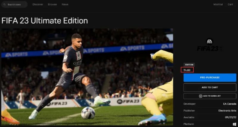 【PC游戏】印度区Epic商城售价仅0.4元，EA回应《FIFA 23》预售乌龙-第1张