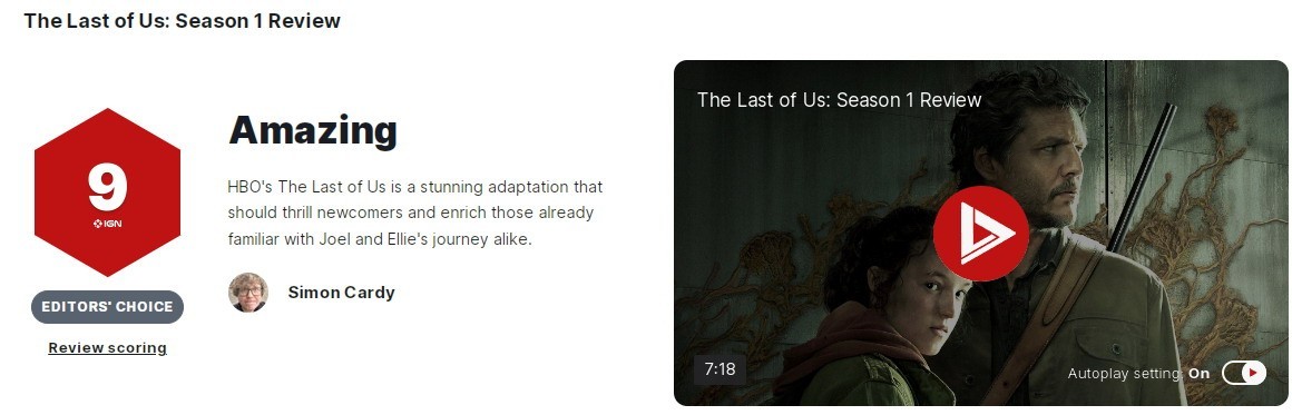 《最後的生還者》劇集IGN評9分，番茄新鮮度100%-第0張