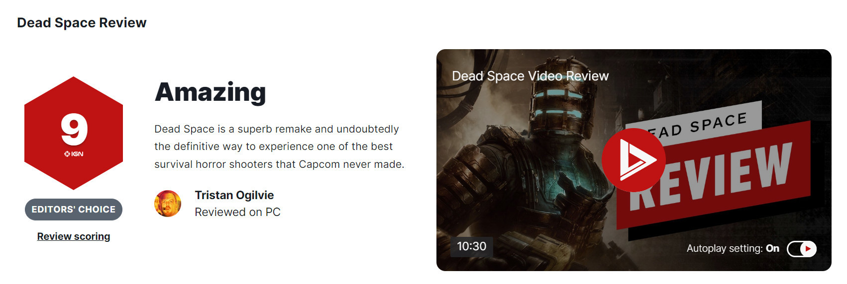 《死亡空間：重製版》評分解禁 IGN、GameSpot都是9分-第1張