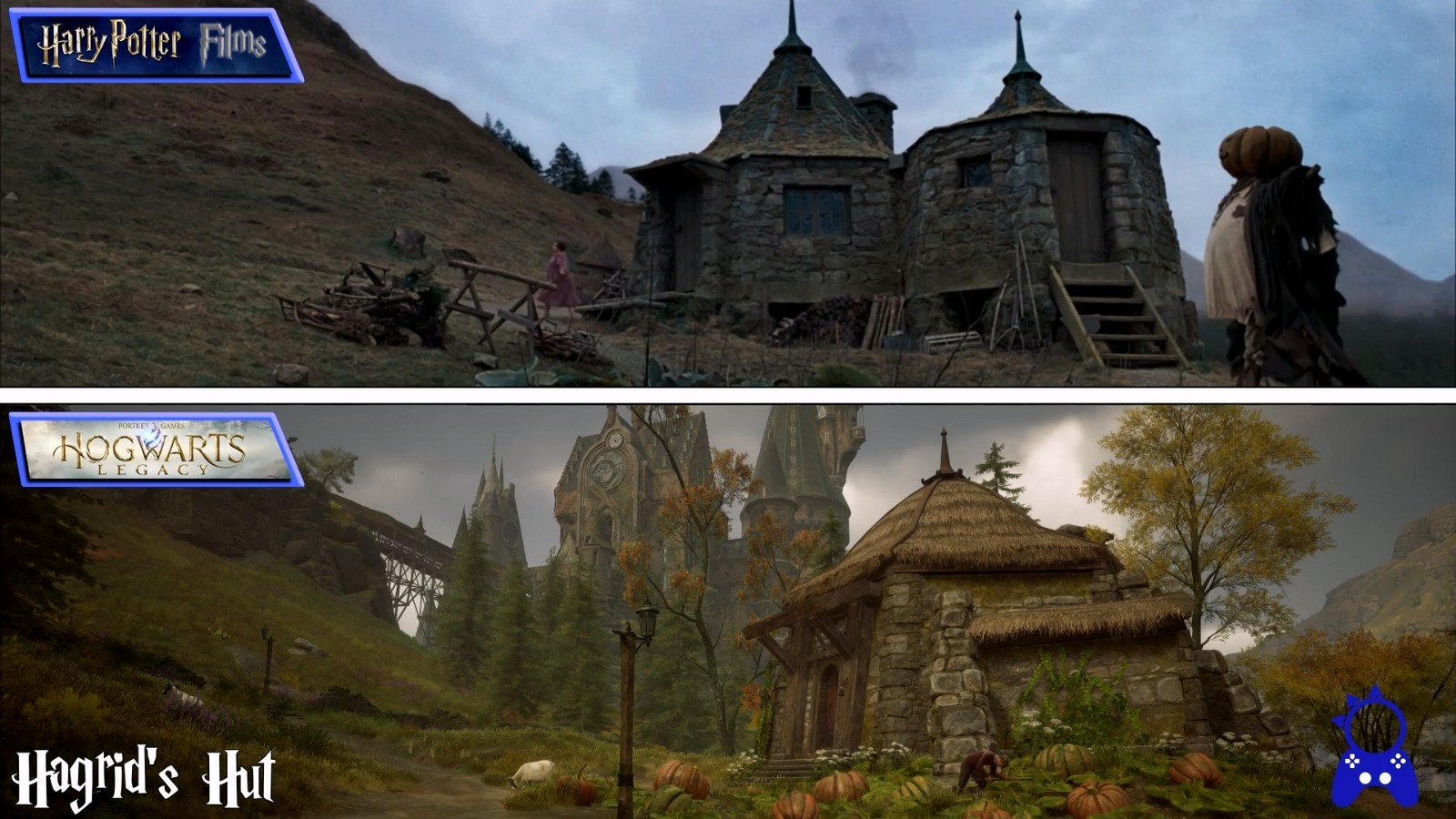 《霍格沃茨之遗》和《哈利波特》电影场景对比