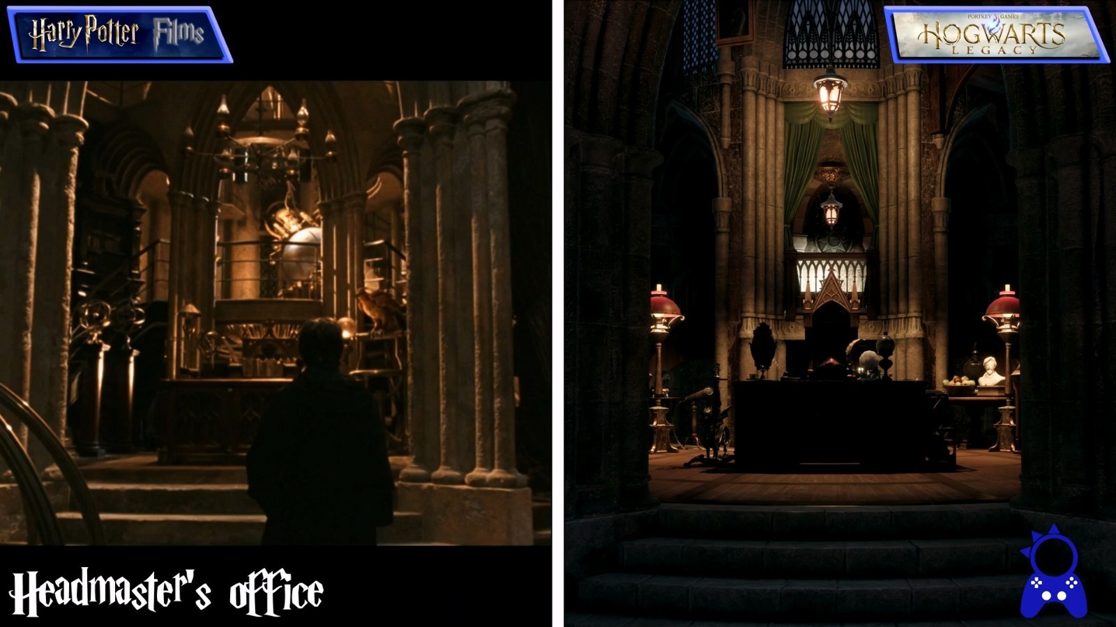《霍格沃茨之遗》和《哈利波特》电影场景对比