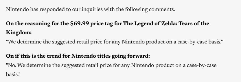 【Switch】任天堂回应塞尔达70美元定价：并非趋势，视情况而定！-第1张