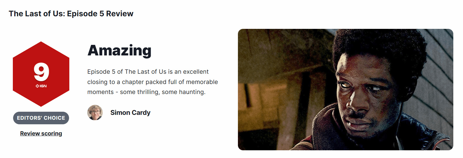 《最后生还者》第5集获IGN，9分：画上了绝佳的句号！-第0张