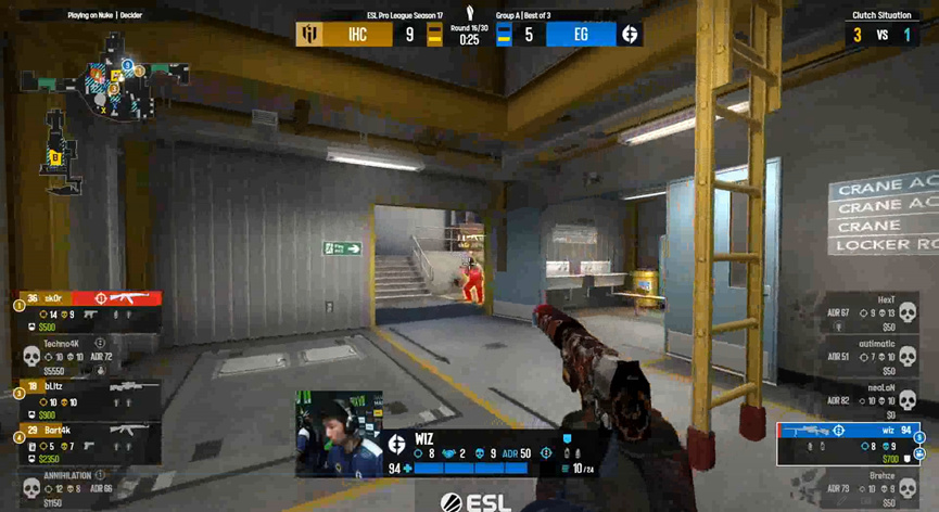 【CS:GO】ESL S17：针锋相对，枪法说话！IHC 2-1击败EG-3楼猫