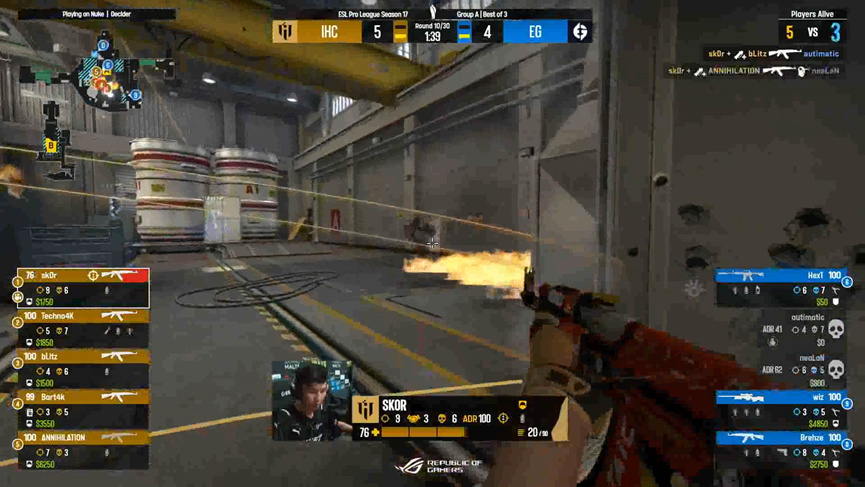 【CS:GO】ESL S17：针锋相对，枪法说话！IHC 2-1击败EG-3楼猫