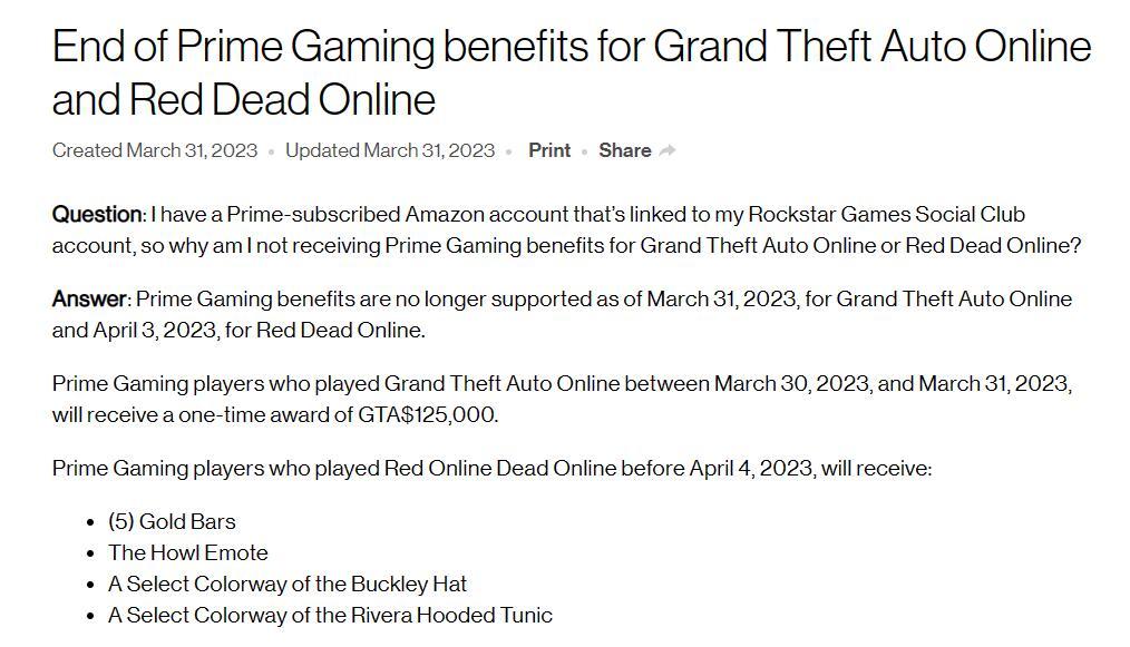 【PC游戏】R星宣布将关闭《GTA》和《荒野大镖客》的Prime奖励-第1张