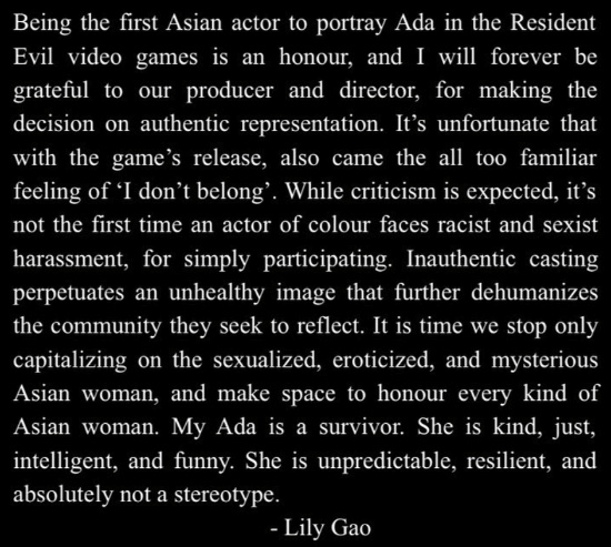 《生化4》艾达王配音首次发声：请尊重各类亚裔女性！-第2张