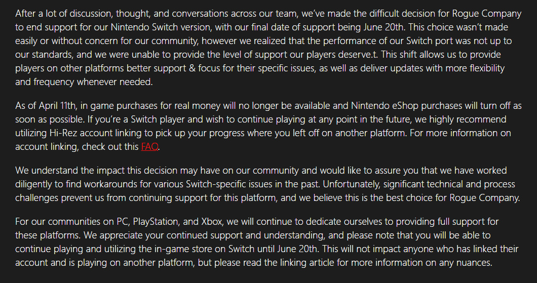 免费射击游戏《侠盗公司》Switch版将于6月停止服务!-第1张