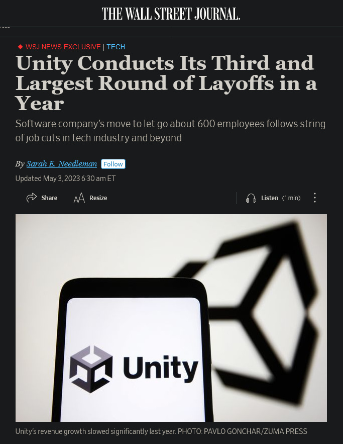 【PC遊戲】引擎開發商Unity大幅縮減：再次裁員600人 關閉一半辦事處-第0張