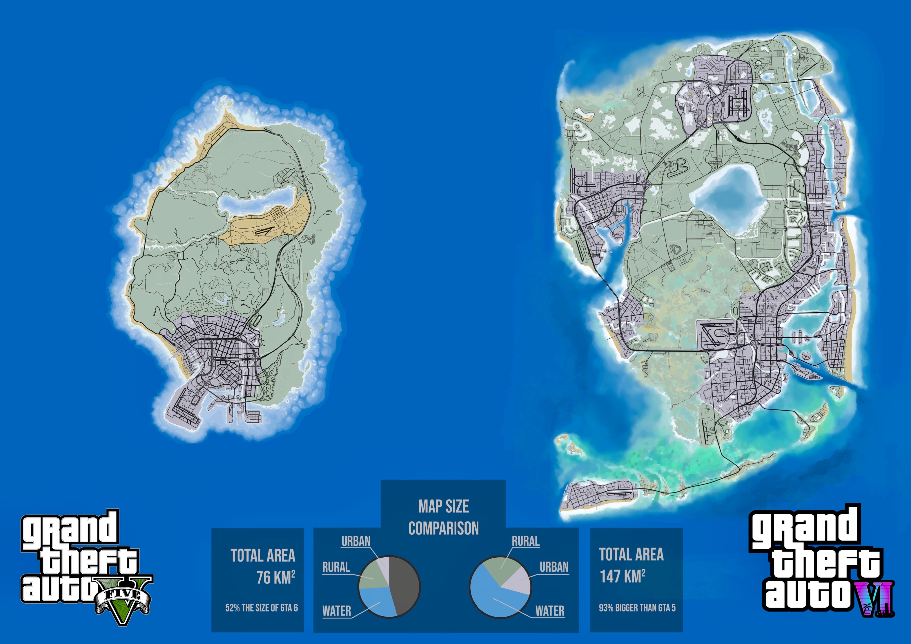 《GTA6》地圖曝光，幾乎是前作兩倍-第1張