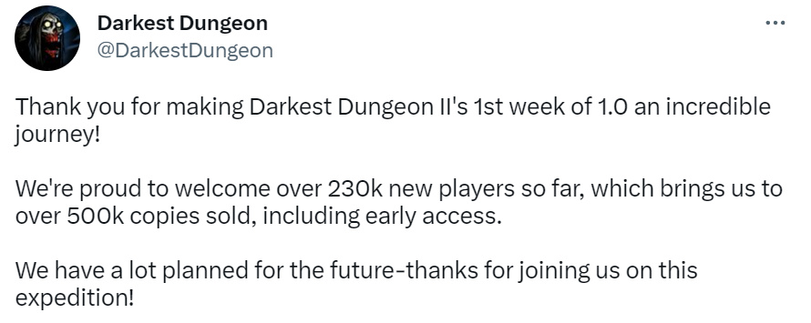 《暗黑地牢2》銷量突破50萬 23萬新玩家湧入-第1張