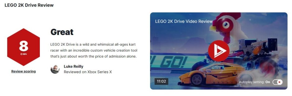 《乐高2K竞速》获IGN 8分，自定义车辆创建玩法超有趣-第1张