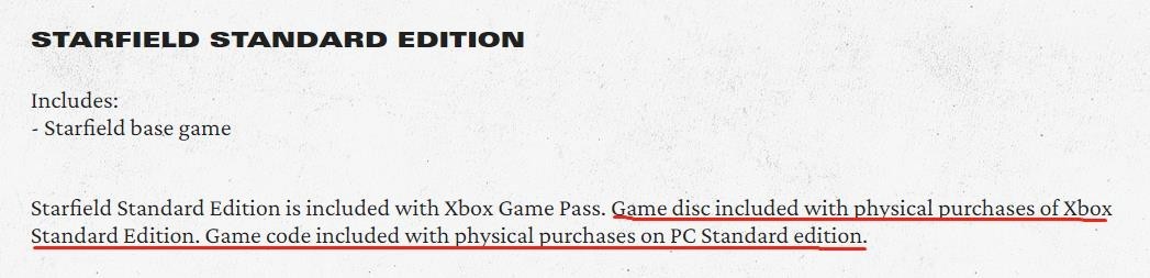 【PC游戏】B社澄清确认：《星空》仅Xbox实体标准版包含游戏光盘-第1张