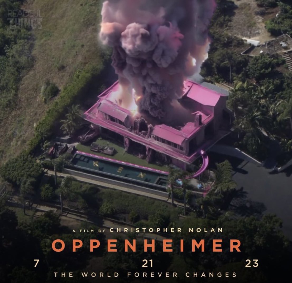 《芭比》粉色房子7月17日變成民宿 粉絲繪製《奧本海默》跨界圖-第1張