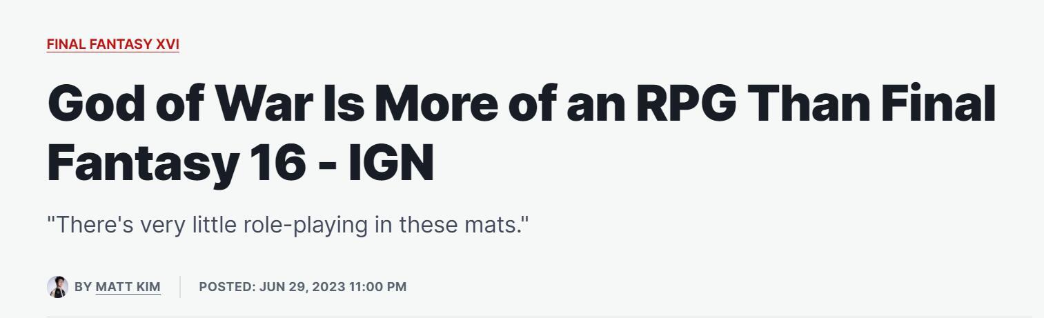 【PS】IGN稱《FF16》缺乏RPG要素，戰神都比它更像RPG！-第0張