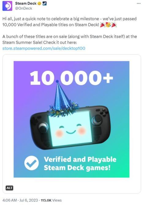 【PC遊戲】V社：Steam Deck“完全驗證”和“可遊玩”遊戲破萬-第0張