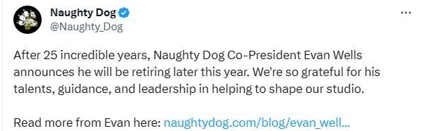 【PC游戏】顽皮狗联合总裁将于年底退休，将由尼尔接管整个团队-第0张