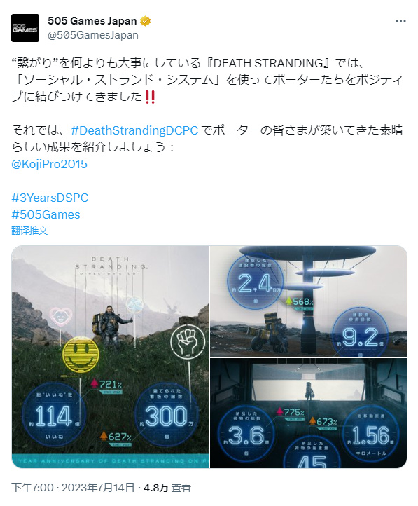 《死亡搁浅》PC版3周年游戏数据，山姆总移动1.56亿公里-第0张