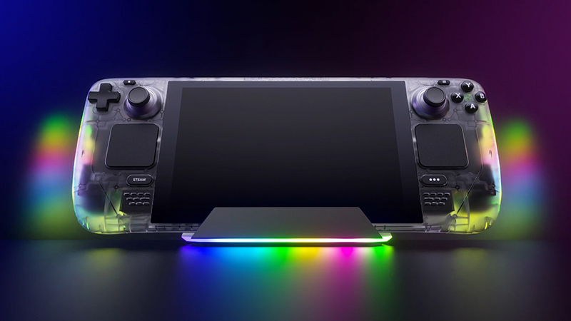 【PC游戏】几硕推出Steam Deck彩灯RGB全透明外壳和基座-第1张