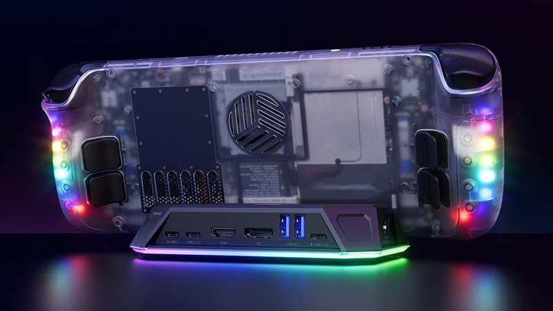 【PC游戏】几硕推出Steam Deck彩灯RGB全透明外壳和基座-第2张