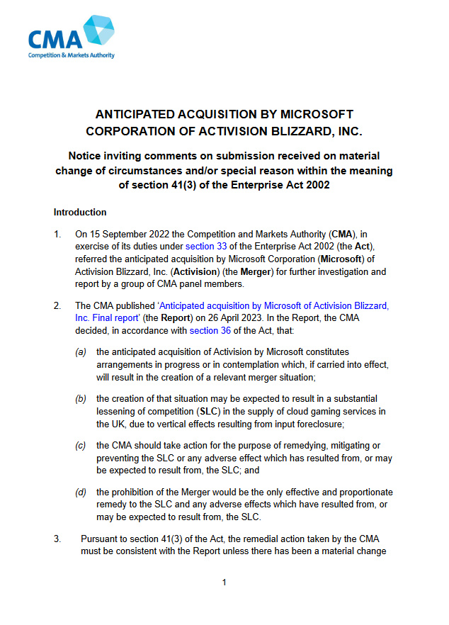 【PC游戏】英国CMA寻求更多有关动视微软收购第三方意见-第2张