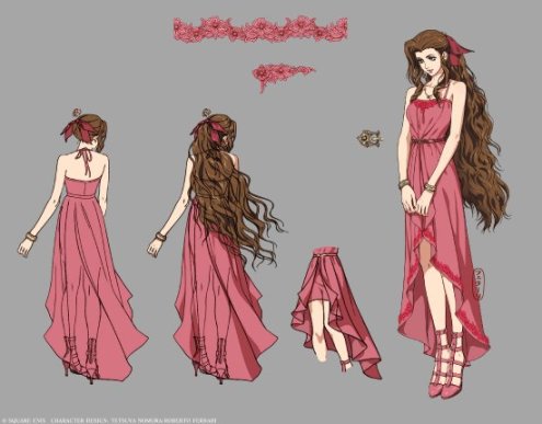 《FF7》官方发爱丽丝裙装设计图：粉色礼服很优雅-第0张