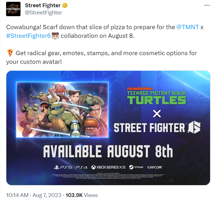 《街头霸王6》联动《忍者神龟》！联动内容8月8日上线-第1张