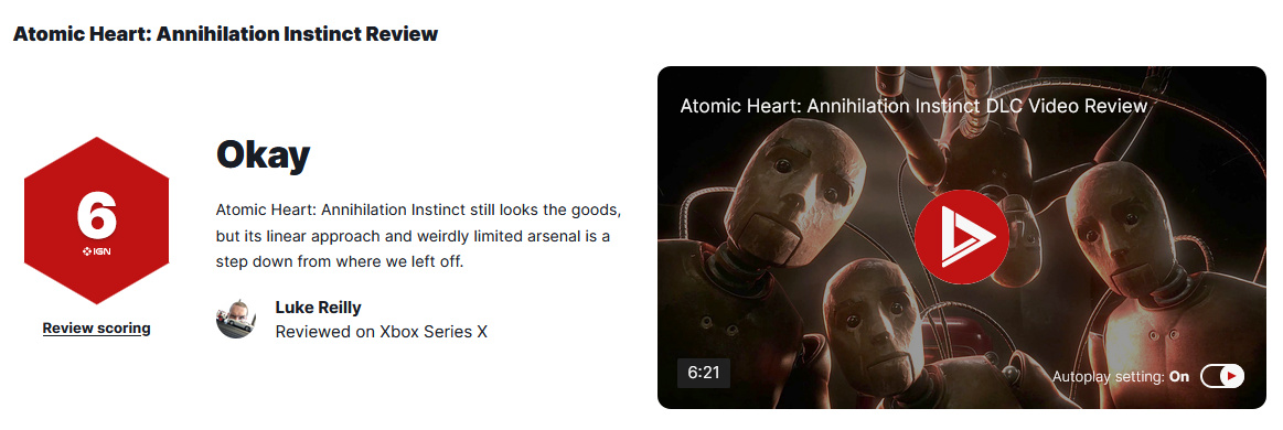 《原子之心》“湮灭本能”IGN 6分：很高兴再见到冰箱-第1张
