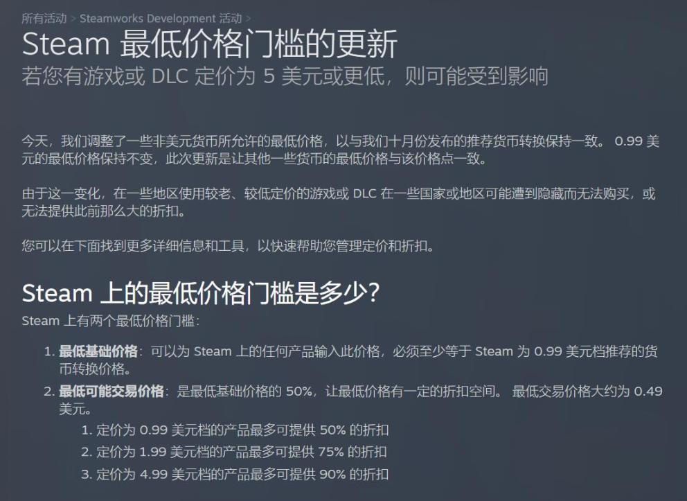 【PC游戏】Steam最低价格门槛规则更新   国区游戏不能少于6元-第1张