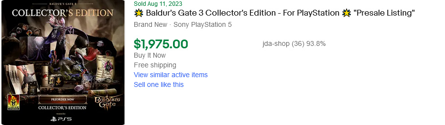 《博德之门3》实体典藏版转标价格近2000美元-第1张