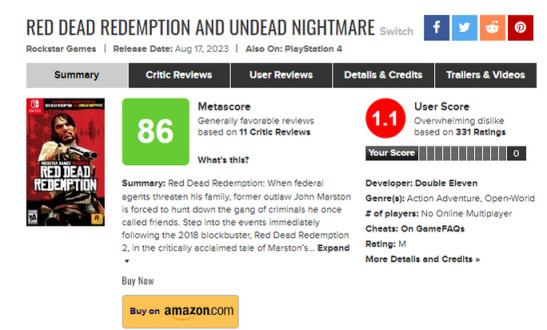 【主機遊戲】PS4版《荒野大鏢客：救贖》移植引起爭議，MC評分僅1.5分-第3張