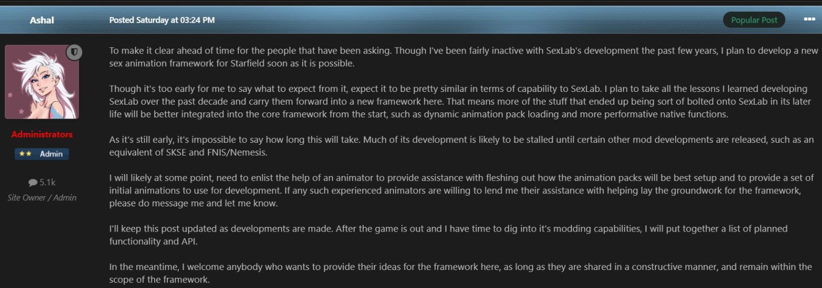 【PC游戏】知名成人Mod作者将为《星空》制作新Mod 为玩家送福利-第2张
