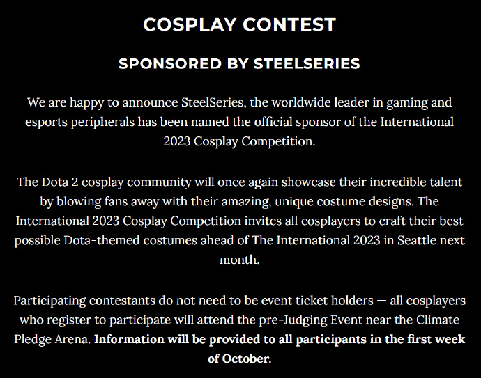 【刀塔2】Valve宣布举办TI12Cosplay大赛，奖金高达20000美金-第1张