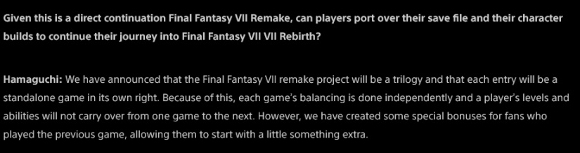 《最終幻想7：重生》將不支持使用重製版舊存檔-第1張