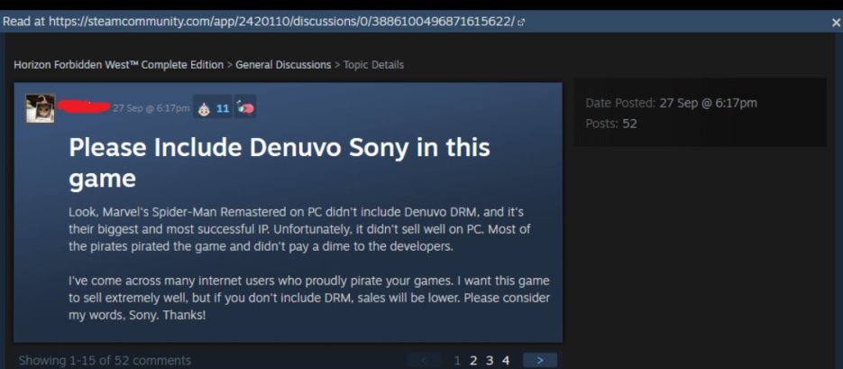 【PC游戏】PS粉丝呼吁《地平线：西之绝境》Steam版加入D加密-第1张